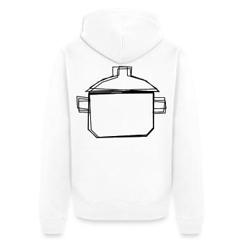 Kochtopf handgezeichnet - Unisex Premium Bio Zip Hoodie - Weiß - Hinten - Thijin (182cm)