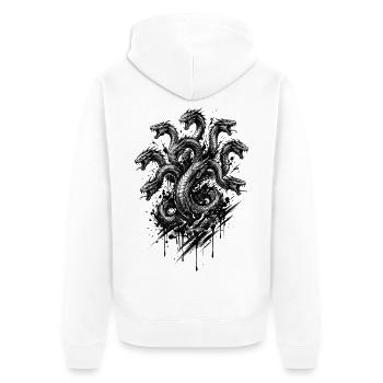 Hydra Vielköpfige Schlangen-Tinte Mythologie Kunst - Unisex Premium Bio Zip Hoodie - Weiß - Hinten - Thijin (182cm)
