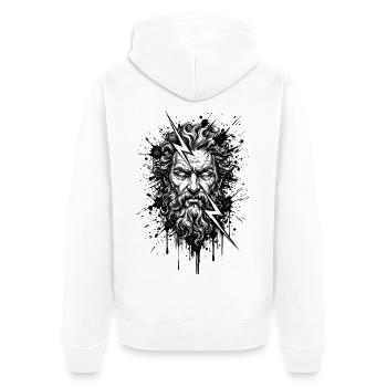 Zeus Blitz Tinte Spritzer Griechischer Gott - Unisex Premium Bio Zip Hoodie - Weiß - Hinten - Thijin (182cm)