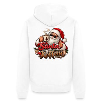Kaffeliehaber Weihnachten Santa braucht Kaffee  - Unisex Premium Bio Zip Hoodie - Weiß - Hinten - Thijin (182cm)