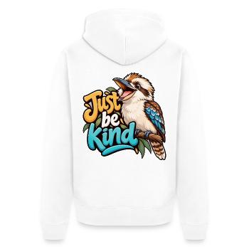 Großes Lachen - Unisex Premium Bio Zip Hoodie - Weiß - Hinten - Thijin (182cm)