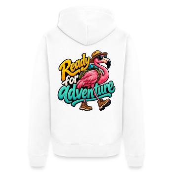 Flamingo - Unisex Premium Bio Zip Hoodie - Weiß - Hinten - Thijin (182cm)