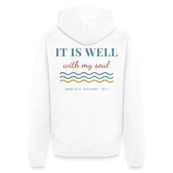 It Is Well With My Soul – Christian Hymn - Unisex Premium Bio Zip Hoodie - Weiß - Hinten - Thijin (182cm)