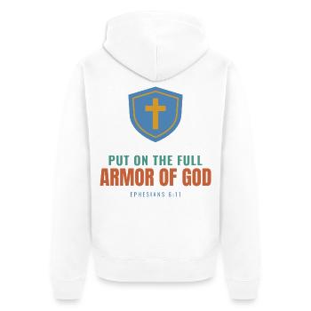 Put On The Full Armor Of God – Ephesians 6:11 - Unisex Premium Bio Zip Hoodie - Weiß - Hinten - Thijin (182cm)