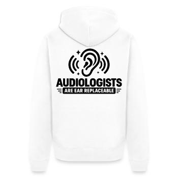Audiologe, Audiologie, Sprachtherapeut, Ohrarzt, - Unisex Premium Bio Zip Hoodie - Weiß - Hinten - Thijin (182cm)
