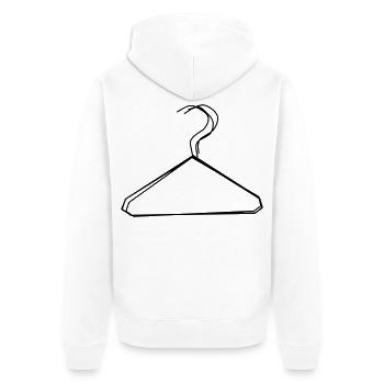 Kleiderbügel handgezeichnet - Unisex Premium Bio Zip Hoodie - Weiß - Hinten - Thijin (182cm)