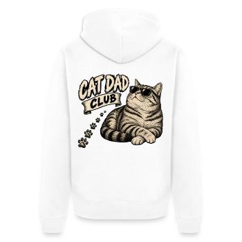 cool dad club - coole Katze - Unisex Premium Bio Zip Hoodie - Weiß - Hinten - Thijin (182cm)