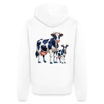 Holstein und Kälber Kuh - Unisex Premium Bio Zip Hoodie - Weiß - Hinten - Thijin (182cm)