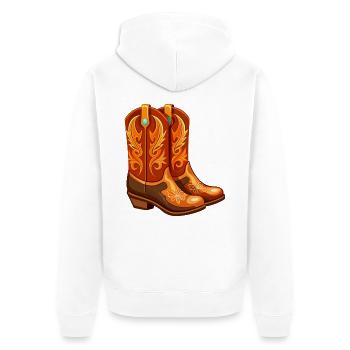 Cowgirl-Stiefel - Unisex Premium Bio Zip Hoodie - Weiß - Hinten - Thijin (182cm)