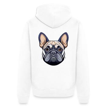 Französischer Bulldoggenkopf - Unisex Premium Bio Zip Hoodie - Weiß - Hinten - Thijin (182cm)