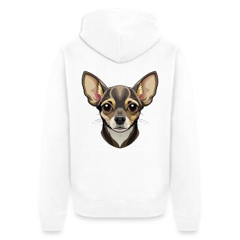 Chihuahua-Hundekopf - Unisex Premium Bio Zip Hoodie - Weiß - Hinten - Thijin (182cm)