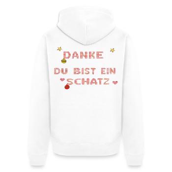 du bist ein Schatz - Unisex Premium Bio Zip Hoodie - Weiß - Hinten - Thijin (182cm)