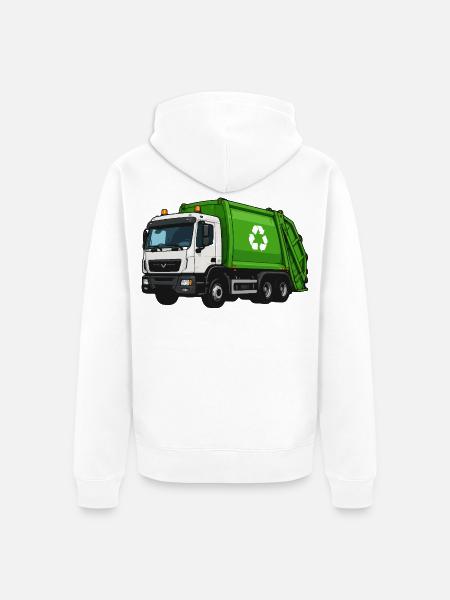 Grüner Müllwagen Recycling - Unisex Premium Bio Zip Hoodie - Weiß