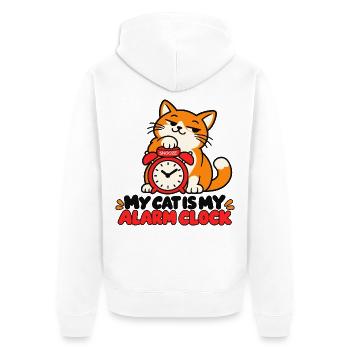Meine Katze ist mein Wecker-lustiger Katzenliebhaber - Unisex Premium Bio Zip Hoodie - Weiß - Hinten - Thijin (182cm)