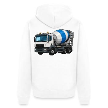 Betonmischer Lastwagen Design - Unisex Premium Bio Zip Hoodie - Weiß - Hinten - Thijin (182cm)