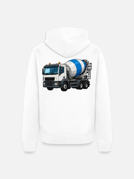 Betonmischer Lastwagen Design - Unisex Premium Bio Zip Hoodie - Weiß
