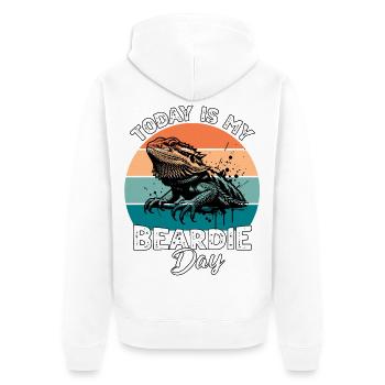 Bartagame - Unisex Premium Bio Zip Hoodie - Weiß - Hinten - Thijin (182cm)