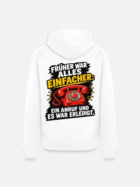 Telefon Formular Bürokratie - Unisex Premium Bio Zip Hoodie - Weiß