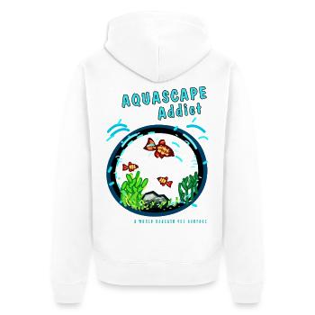 AQUASCAPE Addict - Unisex Premium Bio Zip Hoodie - Weiß - Hinten - Thijin (182cm)
