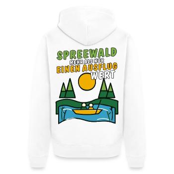 SPREEWALD AUSFLUG - Unisex Premium Bio Zip Hoodie - Weiß - Hinten - Thijin (182cm)