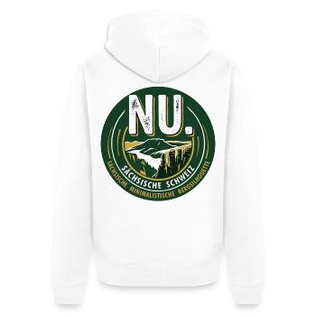SÄCHSISCHE SCHWEIZ NU - Unisex Premium Bio Zip Hoodie - Weiß - Hinten - Thijin (182cm)