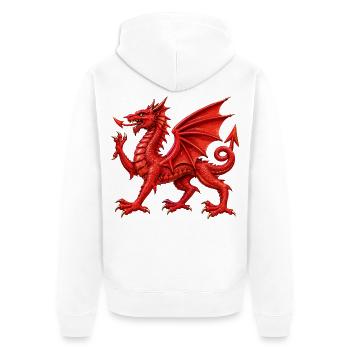 Walisischer Roter Drache - Unisex Premium Bio Zip Hoodie - Weiß - Hinten - Thijin (182cm)