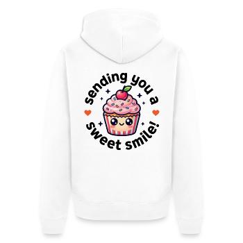 Kawaii Cupcake Always Keep A Sweet Smile Geschenk - Unisex Premium Bio Zip Hoodie - Weiß - Hinten - Thijin (182cm)