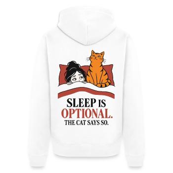 Schlaf ist optional, lustiges Katzenliebhaber-Design - Unisex Premium Bio Zip Hoodie - Weiß - Hinten - Thijin (182cm)
