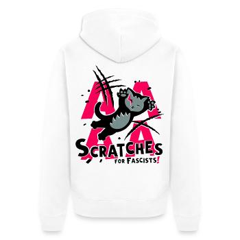Kratzer gegen Rassismus - Unisex Premium Bio Zip Hoodie - Weiß - Hinten - Thijin (182cm)