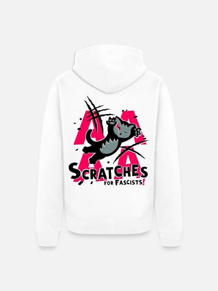 Kratzer gegen Rassismus - Unisex Premium Bio Zip Hoodie - Weiß