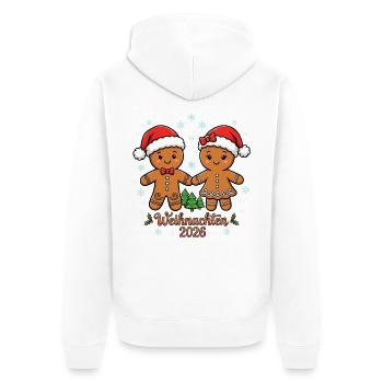 Weihnachten 2026 Lebkuchenmann & Lebkuchenfrau - Unisex Premium Bio Zip Hoodie - Weiß - Hinten - Thijin (182cm)