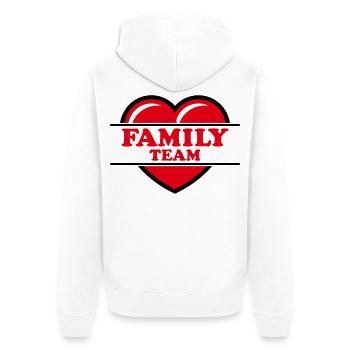 Family Team (Familie / Herz / Liebe / Love / R 2C) - Unisex Premium Bio Zip Hoodie - Weiß - Hinten - Thijin (182cm)
