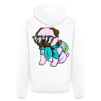 Mops-Reisender - Unisex Premium Bio Zip Hoodie - Weiß - Hinten - Thijin (182cm)