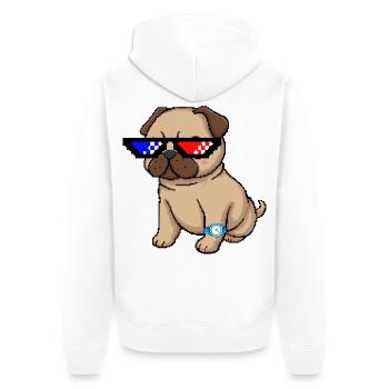 Pixel Shades Pug - Unisex Premium Bio Zip Hoodie - Weiß - Hinten - Thijin (182cm)