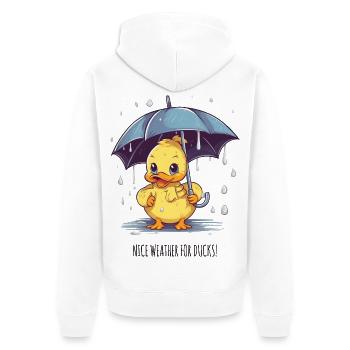 Nice Weather for Ducks – Lustige Regen-Ente - Unisex Premium Bio Zip Hoodie - Weiß - Hinten - Thijin (182cm)