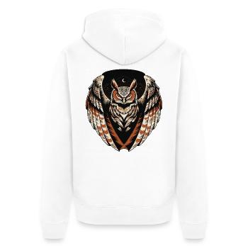 Eule Bergwappen - Unisex Premium Bio Zip Hoodie - Weiß - Hinten - Thijin (182cm)