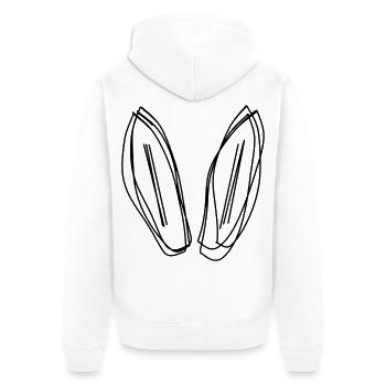 Hasenohren handgezeichnet - Unisex Premium Bio Zip Hoodie - Weiß - Hinten - Thijin (182cm)