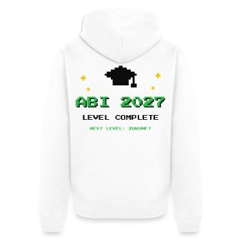Abi 2027 – Level Complete Abitur Gamer Shirt - Unisex Premium Bio Zip Hoodie - Weiß - Hinten - Thijin (182cm)