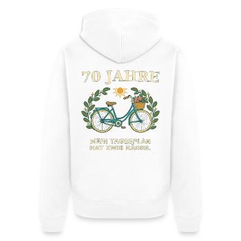 70 Jahre Fahrrad Tagesplan - Unisex Premium Bio Zip Hoodie - Weiß - Hinten - Thijin (182cm)