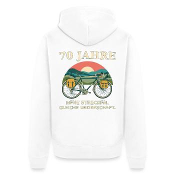 70 Jahre Fahrradliebe - Unisex Premium Bio Zip Hoodie - Weiß - Hinten - Thijin (182cm)