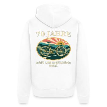 70 Jahre Lieblingsgang: Fahrrad-Retro - Unisex Premium Bio Zip Hoodie - Weiß - Hinten - Thijin (182cm)