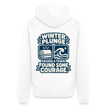Winter Sprung Kaltwasser-challenge Schwimmfinisher - Unisex Premium Bio Zip Hoodie - Weiß - Hinten - Thijin (182cm)