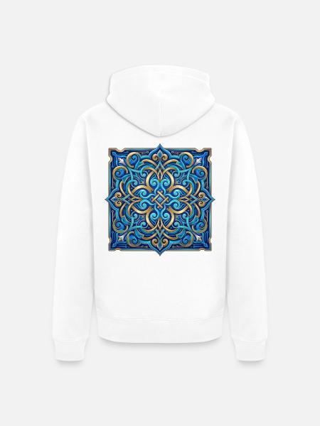 Himmlische Mandala Blau und Gold - Unisex Premium Bio Zip Hoodie - Weiß