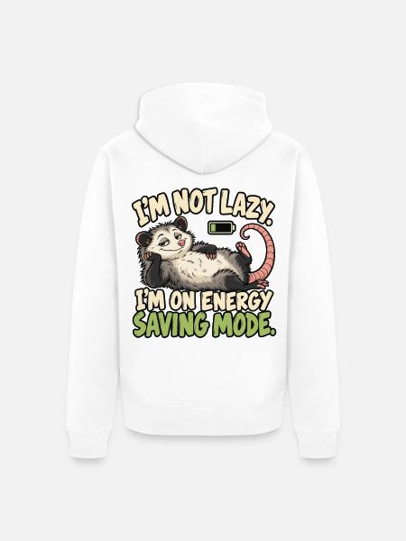 Ich bin nicht faul Energiesparmodus - Unisex Premium Bio Zip Hoodie - Weiß