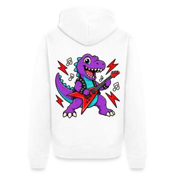 Dino Gitarrist - Unisex Premium Bio Zip Hoodie - Weiß - Hinten - Thijin (182cm)