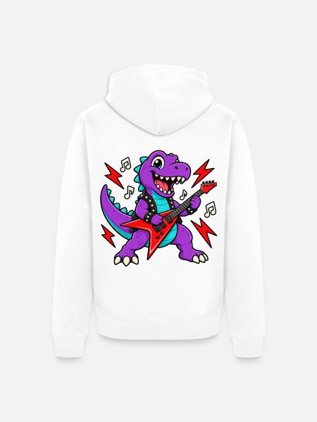 Dino Gitarrist - Unisex Premium Bio Zip Hoodie - Weiß