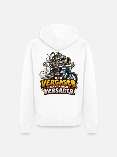 Vergaser Motorheld Kein Versager - Unisex Premium Bio Zip Hoodie - Weiß
