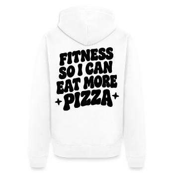 Fitness so i can eat more pizza - Unisex Premium Bio Zip Hoodie - Weiß - Hinten - Thijin (182cm)
