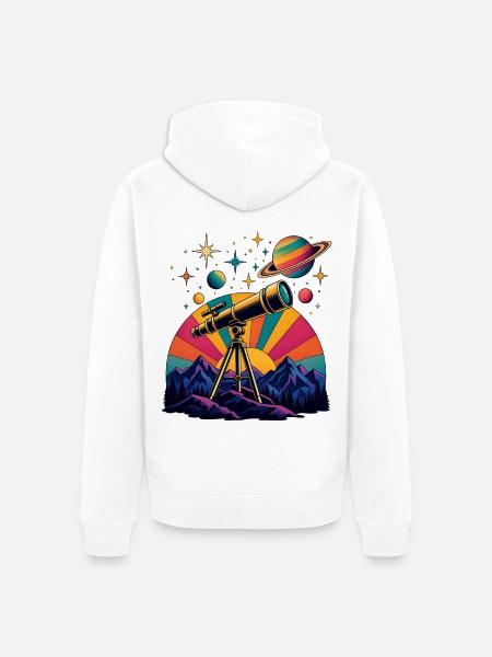 Teleskop Astronomie – Sternenhimmel - Unisex Premium Bio Zip Hoodie - Weiß