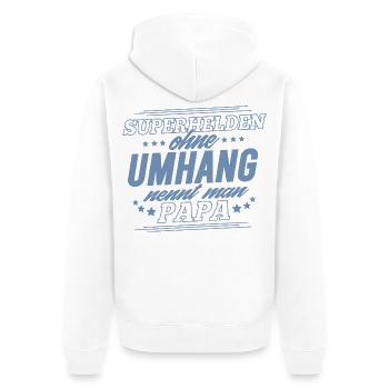 Superhelden ohne Umhang nennt man Papa - Unisex Premium Bio Zip Hoodie - Weiß - Hinten - Thijin (182cm)